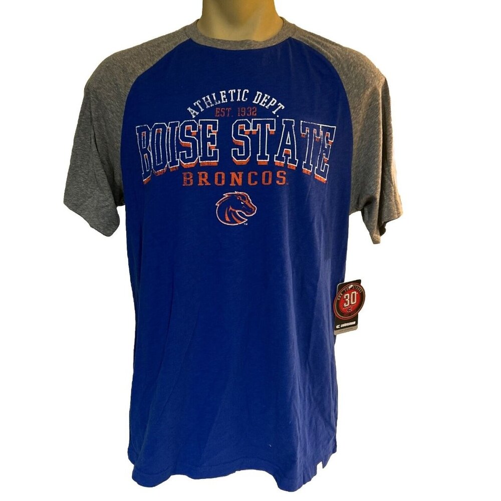 NEW Boise State University BSU Broncos Colosseum Blue Gray Arch Shirt Men's L